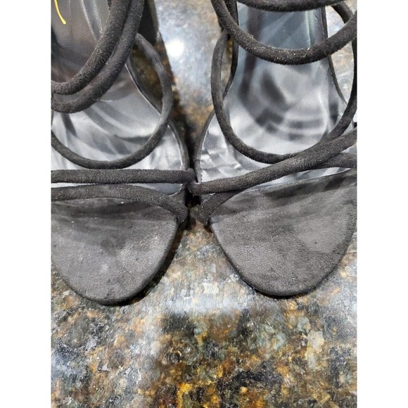 So Me Black Women's Suede Leather Strappy Block Heeled Casual Sandal Size US 9 - Picture 3 of 11